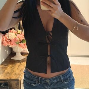 ZARA Black Tie-Front Vest Top